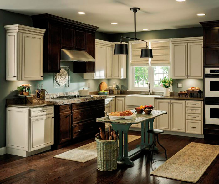 Sage green kitchen cabinets with walnut wood countertop on Craiyon